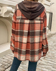 Devine Drawstring Plaid Long Sleeve Hoodie