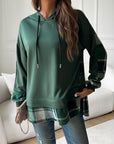 Devine Drawstring Plaid Long Sleeve Hoodie