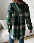 Devine Drawstring Plaid Long Sleeve Hoodie