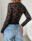 Devine Scoop Neck Long Sleeve Lace Top