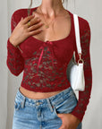 Devine Scoop Neck Long Sleeve Lace Top