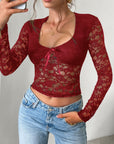 Devine Scoop Neck Long Sleeve Lace Top