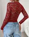 Devine Scoop Neck Long Sleeve Lace Top