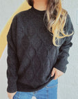 Diamond Round Neck Long Sleeve Sweater