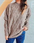 Diamond Round Neck Long Sleeve Sweater