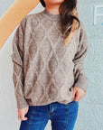 Diamond Round Neck Long Sleeve Sweater