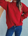 Diamond Round Neck Long Sleeve Sweater