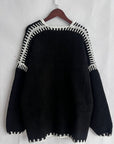 Double Take Contrast Open Front Dropped Shoulder Cardigan