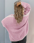 Double Take Contrast Open Front Dropped Shoulder Cardigan