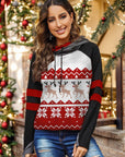 Double Take Full Size Christmas Drawstring Long Sleeve Hoodie