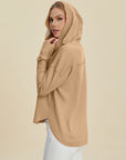 Double Take Full Size High-Low Dropped Shoulder Long Sleeve Hoodie