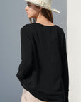 Double Take Full Size Notched Thumbhole Long Sleeve T-Shirt