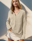 Double Take Full Size Notched Thumbhole Long Sleeve T-Shirt