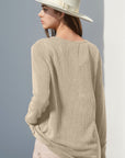 Double Take Full Size Notched Thumbhole Long Sleeve T-Shirt