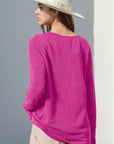 Double Take Full Size Notched Thumbhole Long Sleeve T-Shirt