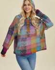 Double Take Full Size Plaid Dropped Shoulder Hoodie