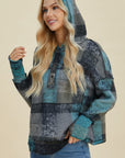 Double Take Full Size Plaid Dropped Shoulder Hoodie