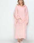 Double Take Full Size Pocketed Hooded Midi Lounge Dress