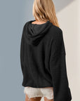 Double Take Half Zip Long Sleeve Hoodie with Kangaroo Pocket