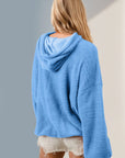 Double Take Half Zip Long Sleeve Hoodie with Kangaroo Pocket