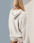 Double Take Half Zip Long Sleeve Hoodie with Kangaroo Pocket