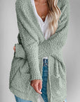 Double Take Pocketed Open Front Long Sleeve Cardigan