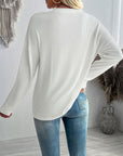 Double Take Pocketed Textured V-Neck Long Sleeve T-Shirt