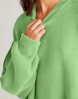 Double Take Side Slit Round Neck Long Sleeve Sweater