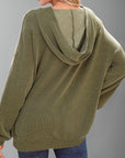 Double Take Textured Kangaroo Pocket Long Sleeve Hoodie