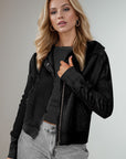 Double Take Waffle-Knit Zip Up Long Sleeve Hooded Jacket