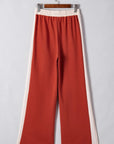 Drawstring Contrast Wide Leg Pants