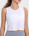 Light Gray Drawstring Cutout Round Neck Active Tank