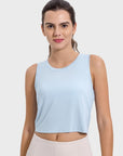 Light Gray Drawstring Cutout Round Neck Active Tank