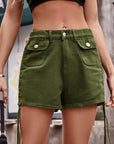 Drawstring Denim Shorts with Pockets