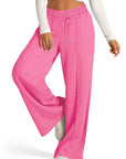 Drawstring Elastic Waist Wide Leg Pants