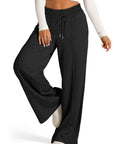 Drawstring Elastic Waist Wide Leg Pants