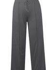 Drawstring Elastic Waist Wide Leg Pants