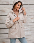 Drawstring Long Sleeve Hooded Jacket