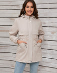 Drawstring Long Sleeve Hooded Jacket