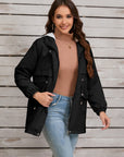 Drawstring Long Sleeve Hooded Jacket