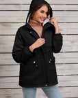 Drawstring Long Sleeve Hooded Jacket