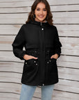 Drawstring Long Sleeve Hooded Jacket