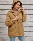 Drawstring Long Sleeve Hooded Jacket