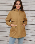 Drawstring Long Sleeve Hooded Jacket