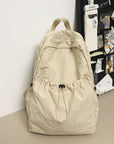 Light Gray Drawstring Nylon Backpack Bag