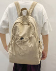 Gray Drawstring Nylon Backpack Bag