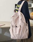 Gray Drawstring Nylon Backpack Bag