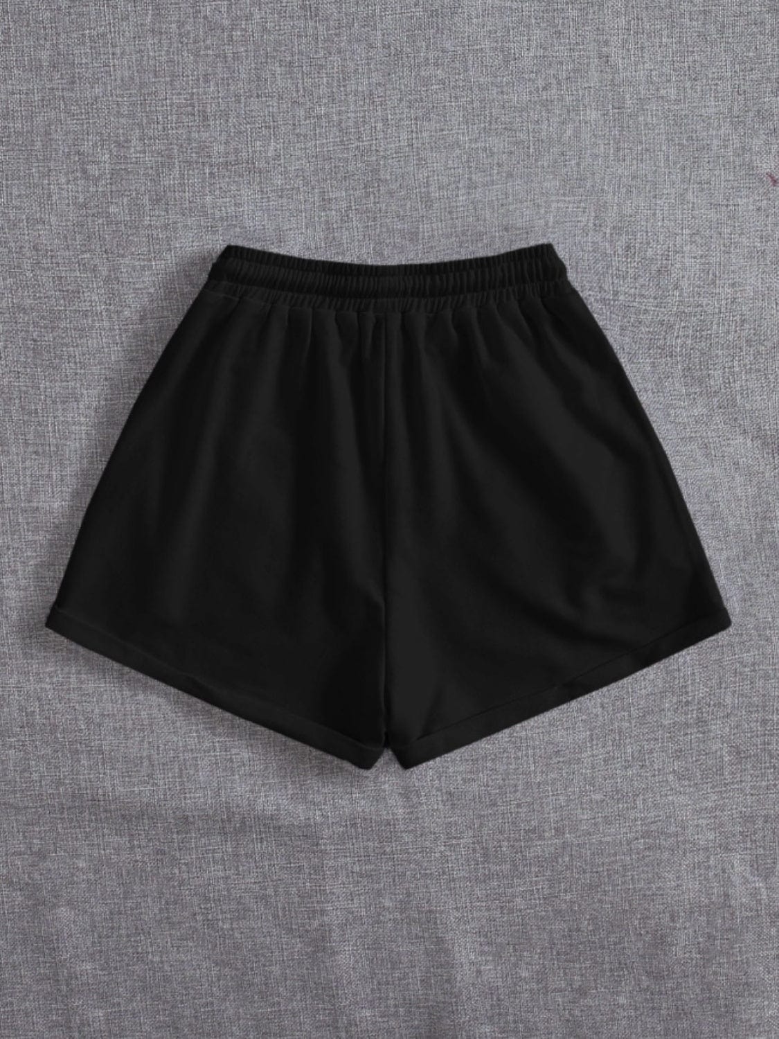 Slate Gray Drawstring Pocketed Elastic Waist Shorts