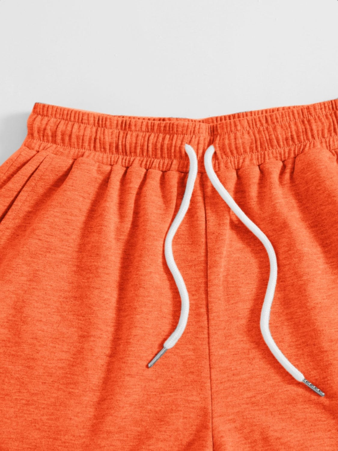 Tomato Drawstring Pocketed Elastic Waist Shorts