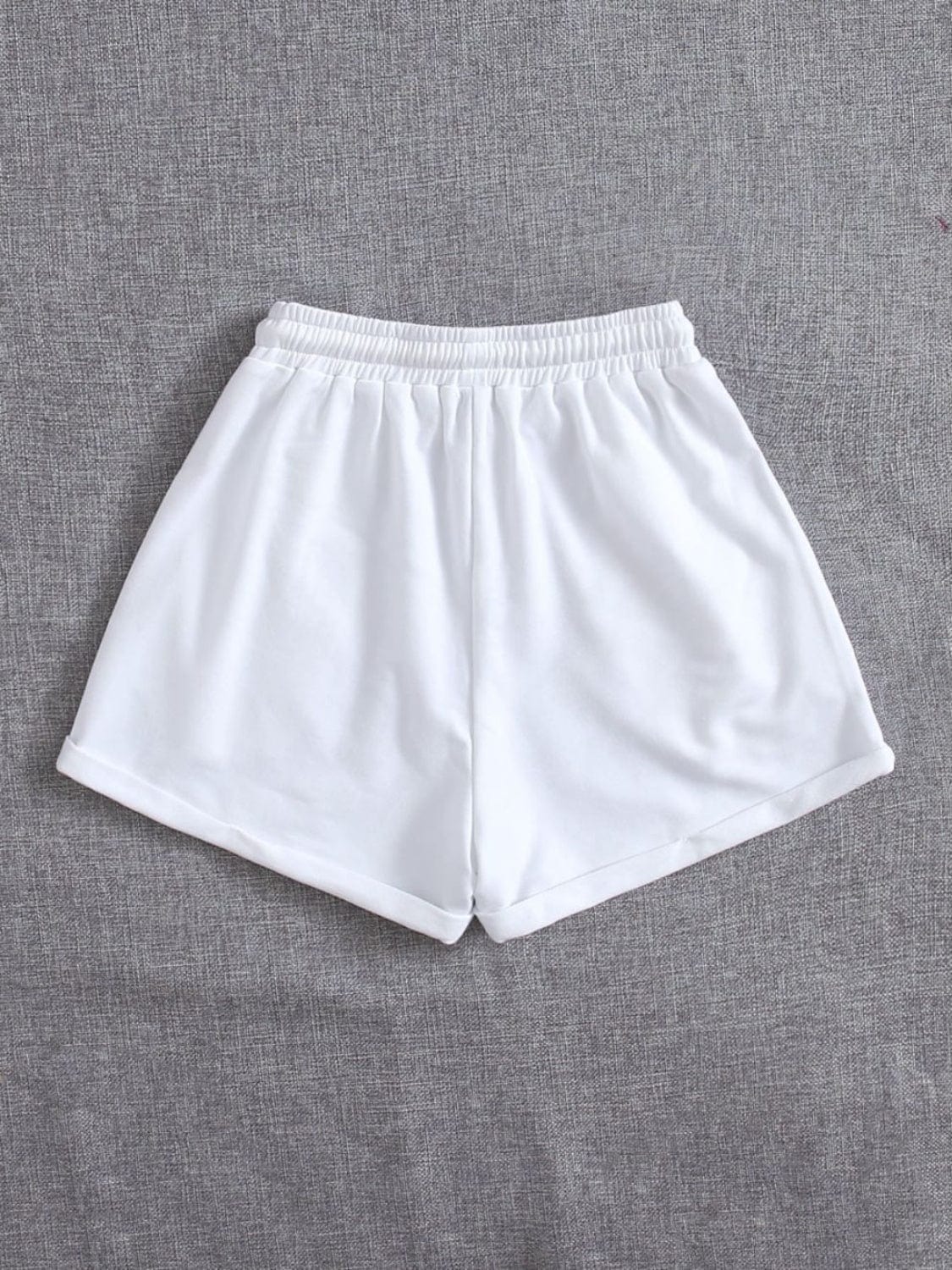 Slate Gray Drawstring Pocketed Elastic Waist Shorts